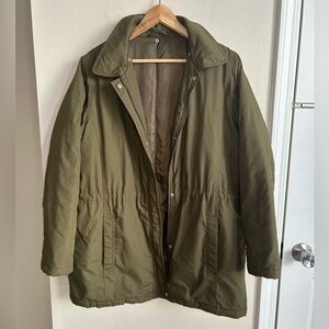 Bhs Military Olive Green Adjustable Drawstring Waist Parka Jacket Coat Size 16